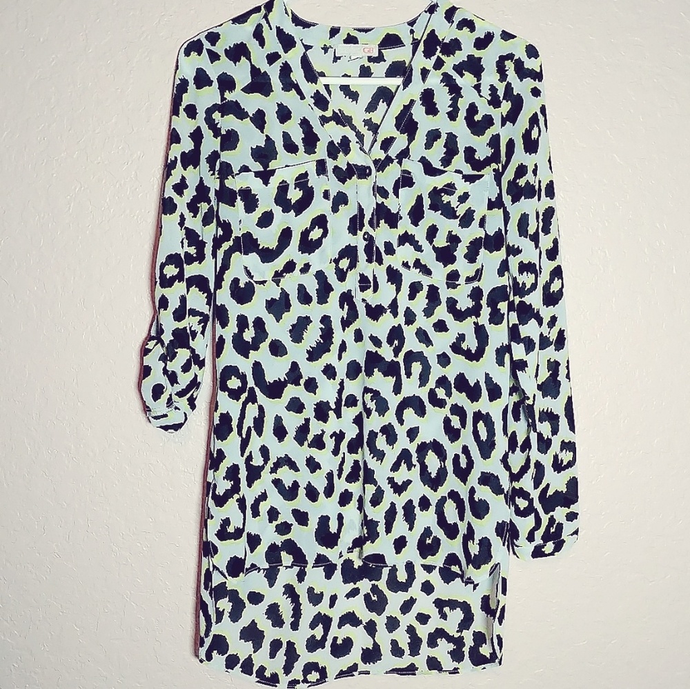 Gianni Bini hi low animal print tunic blouse xs